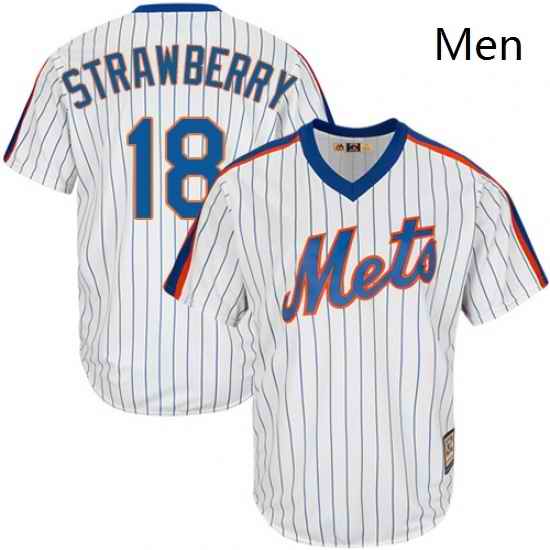 Mens Majestic New York Mets 18 Darryl Strawberry Authentic White Cooperstown MLB Jersey